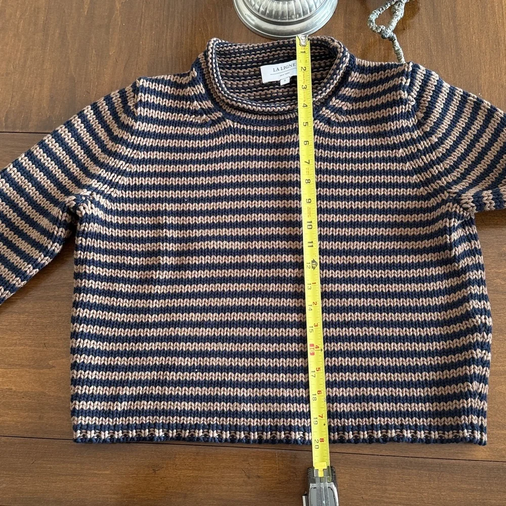 La Ligne Mini Marina Fine Stripe Sweater Navy/Brown, Small